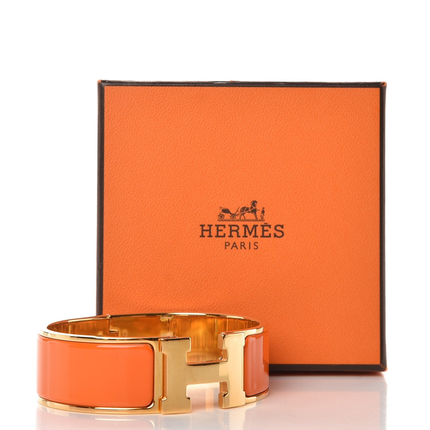 Hermes Enamel Wide Clic Clac H Bracelet GM Orange 5 of 5