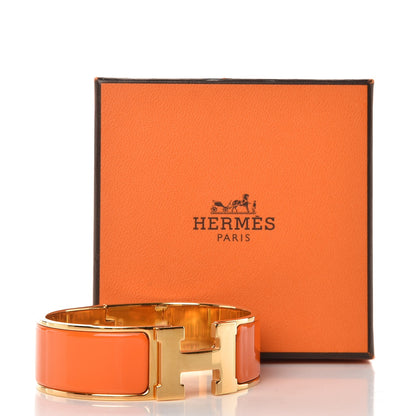 Hermes Enamel Wide Clic Clac H Bracelet GM Orange 5 of 5