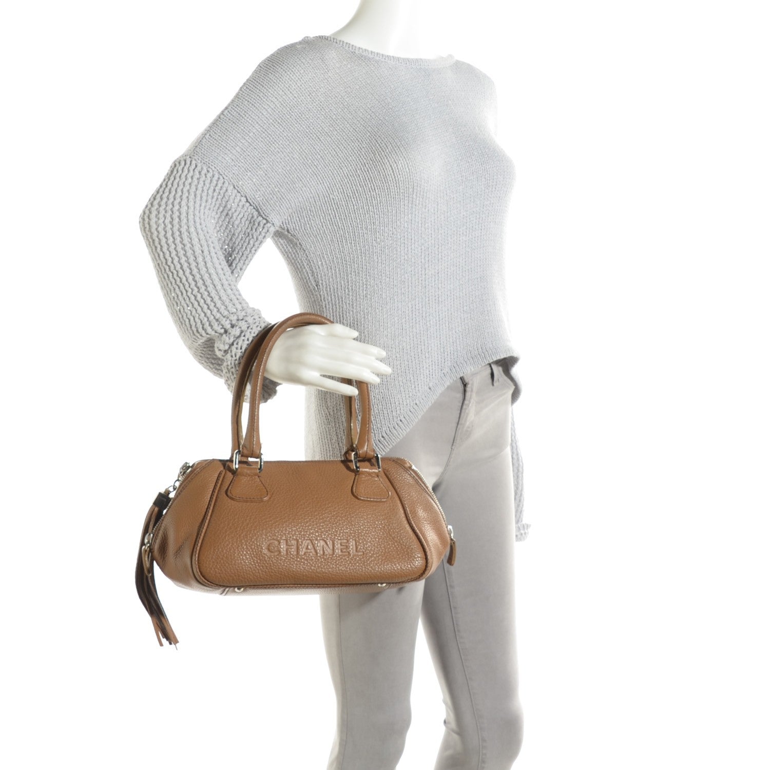 Chanel Calfskin Small Tassel Bowler Light Brown 2 of 8