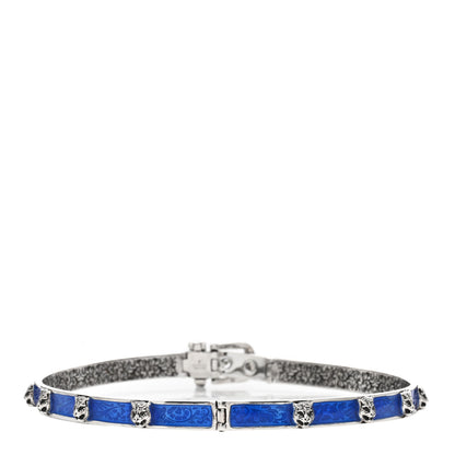 Gucci Sterling Silver Enamel Garden Feline Buckle Choker Necklace Blue 2 of 3