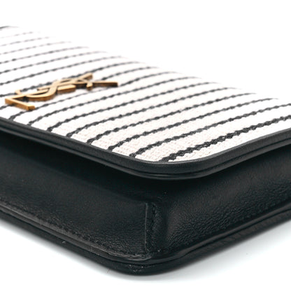 Saint Laurent Canvas Striped Phone Holder Crossbody Beige Black 10 of 10