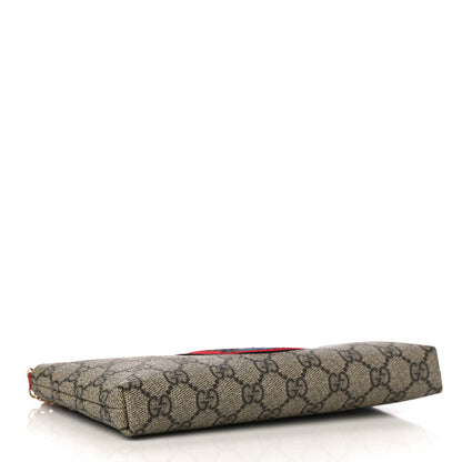 Gucci GG Supreme Monogram Mystic Cat Embroidered Chain Wrist Wallet Red 4 of 9