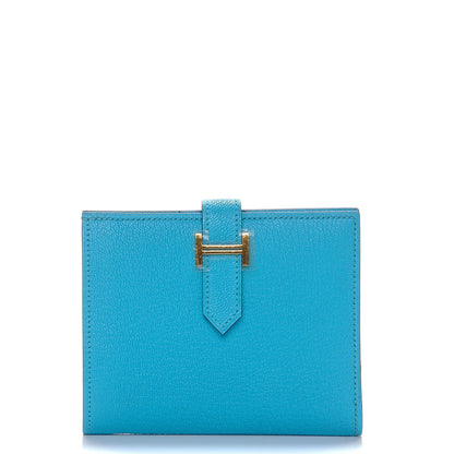 Hermes Chevre Mysore Bearn Compact Wallet Bleu Azteque 1 of 8