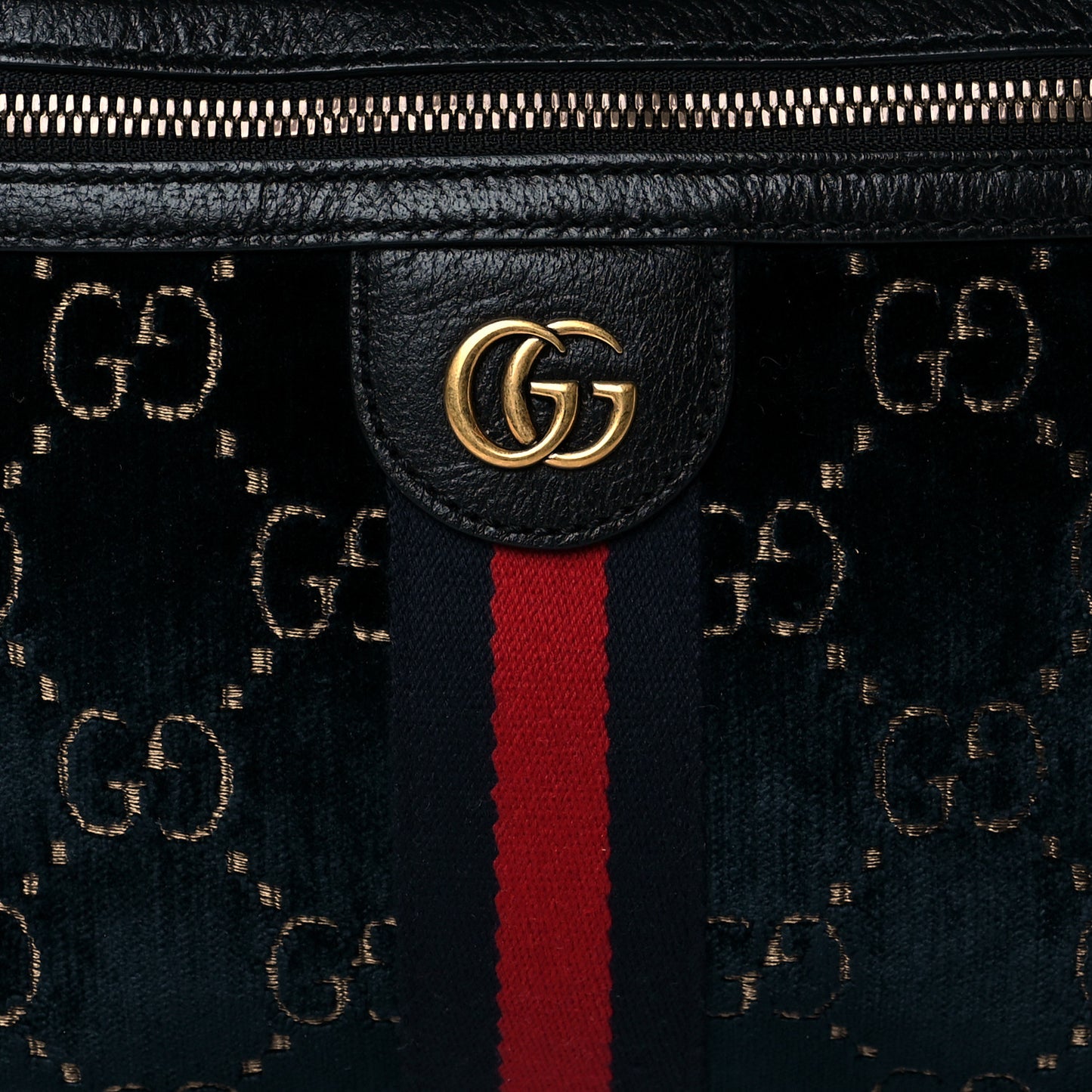 Velvet GG Monogram Web Belt Bag Blue Beige