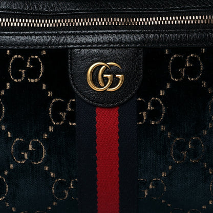 Gucci Velvet GG Monogram Web Belt Bag Blue Beige 9 of 11