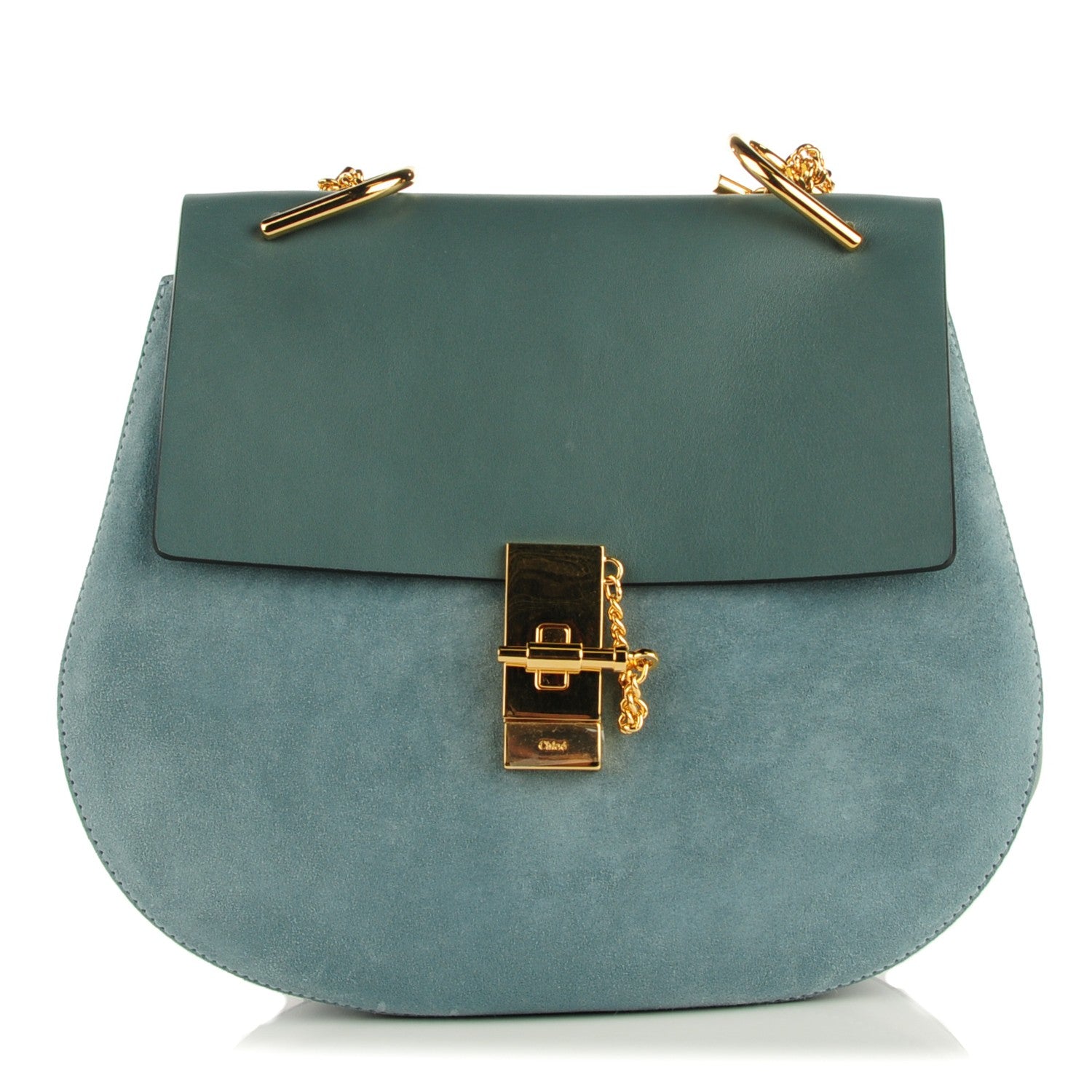 Chloe Suede Smooth Calfskin Medium Drew Shoulder Bag Cloudy Blue 1 of 8