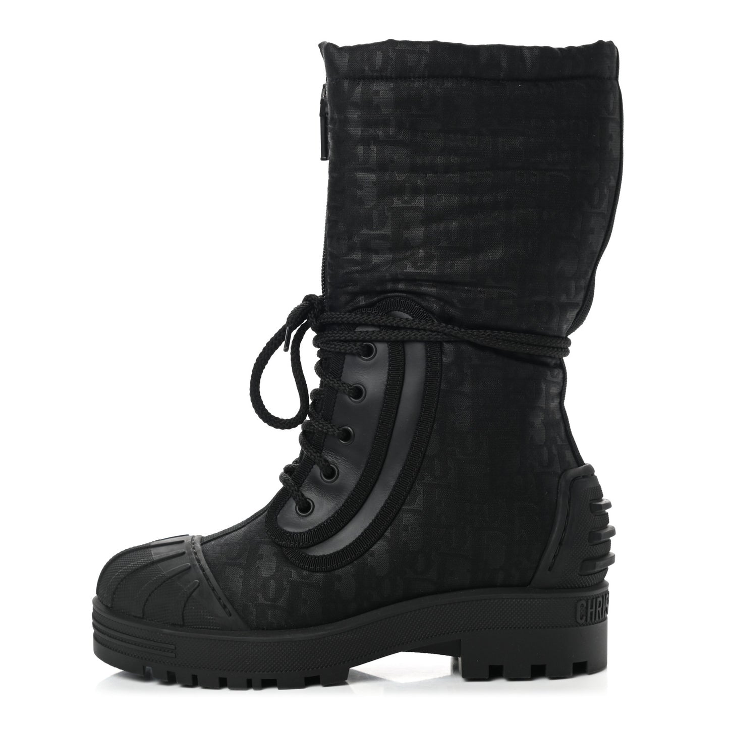 Oblique Shiny Technical Fabric Dior Iron Boots 36.5 Black