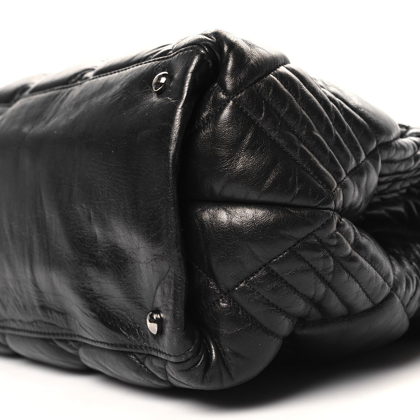Lambskin Quilted In Out Flap Tote Black