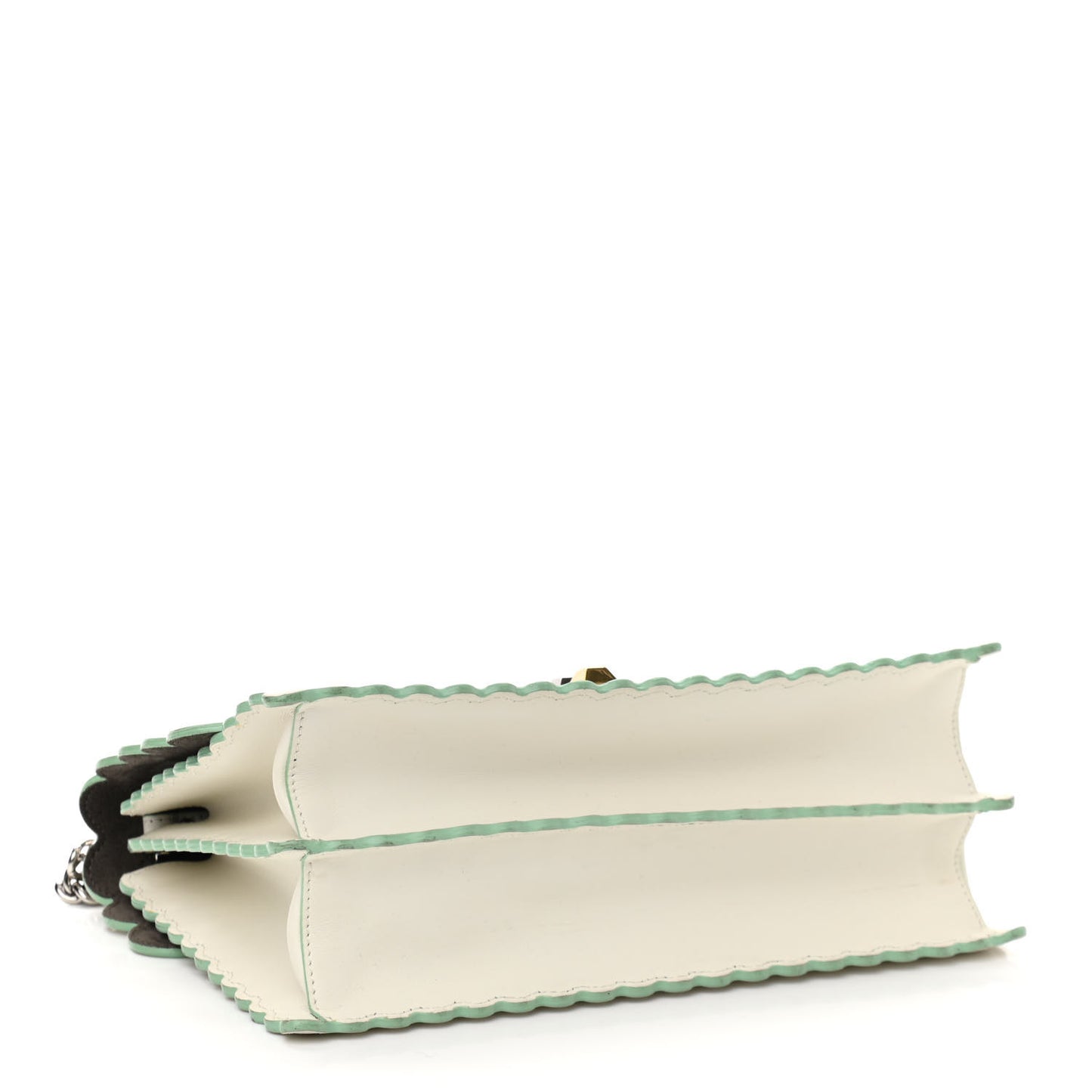 Vitello Baltico Scalloped Studded Kan I Shoulder Bag Bianco