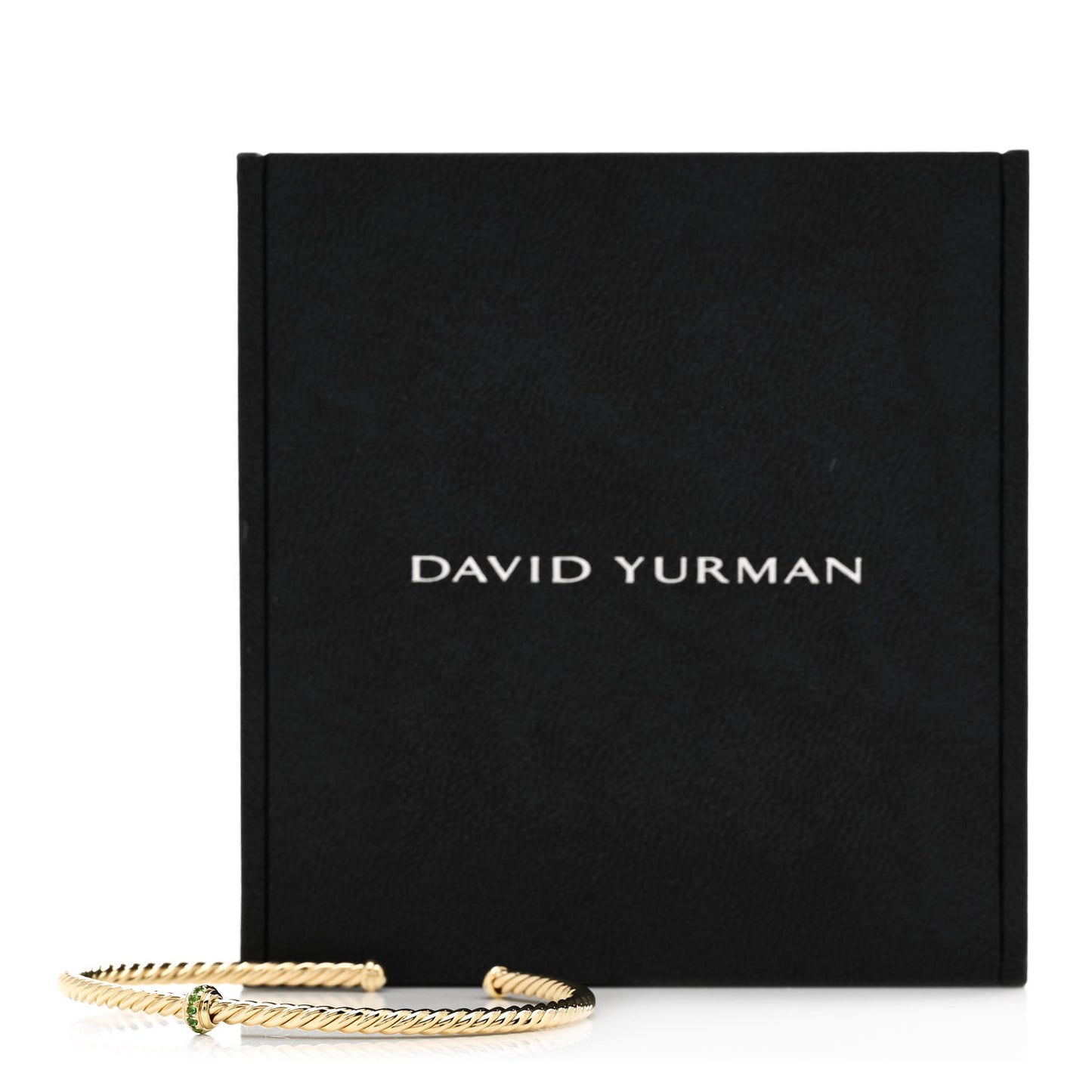 18K Yellow Gold Emerald 3mm Cablespira Single Station Bracelet