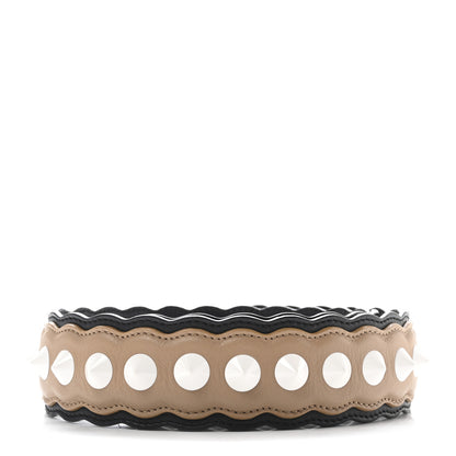 Fendi Vitello Dolce Scalloped Spike Studded Strap You Brown Black 2 of 5