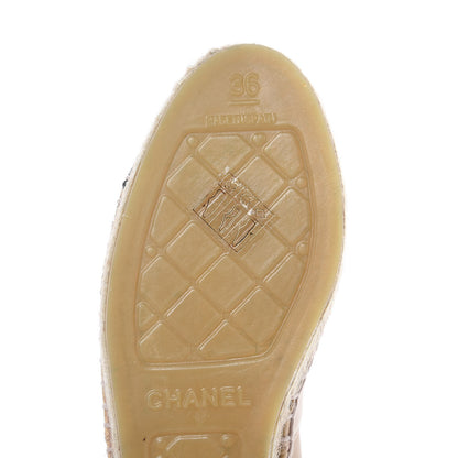 Chanel Lambskin CC Espadrilles 36 Beige Black 6 of 9