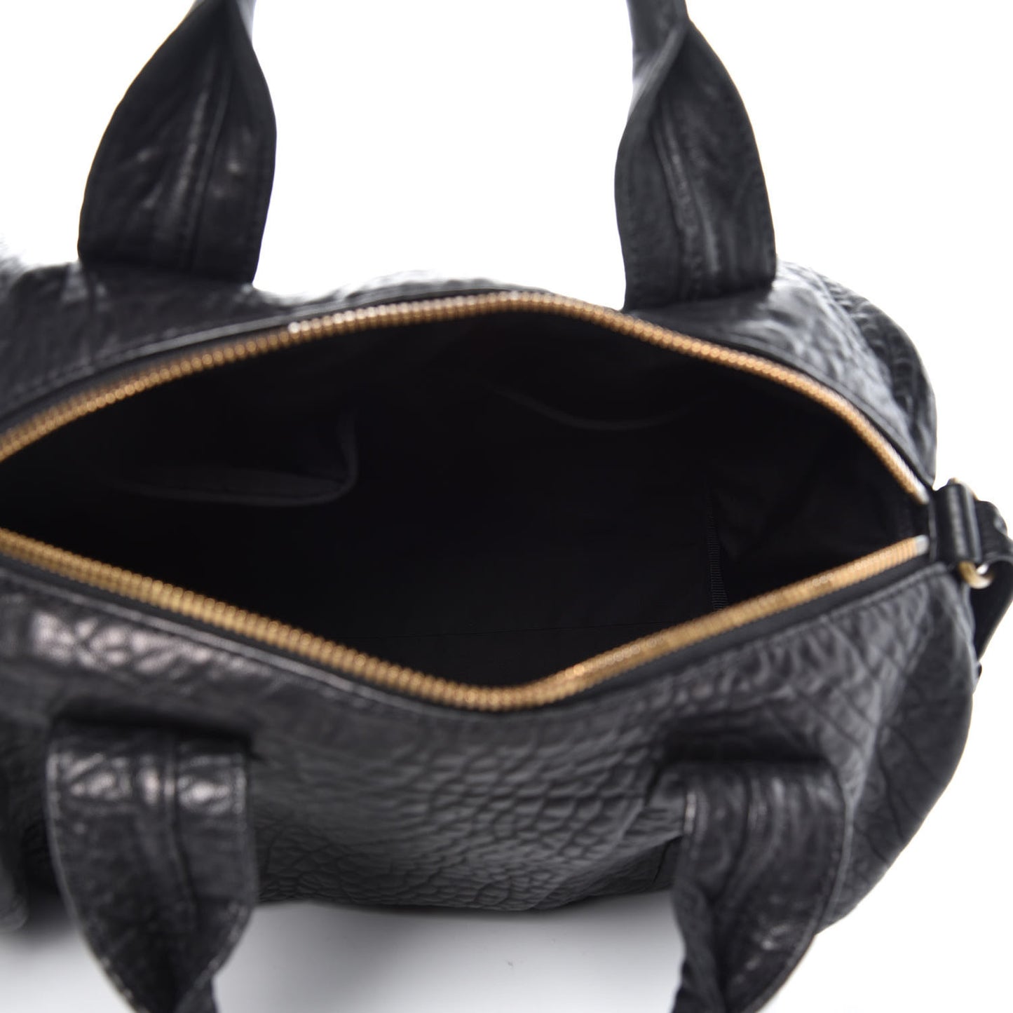 Pebbled Lambskin Rocco Black Antique Brass Hardware