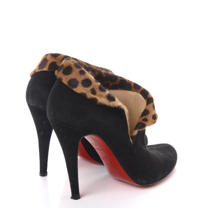 Christian Louboutin Leopard Suede Pony Hair Charme 100 Booties 36.5 Black 4 of 12