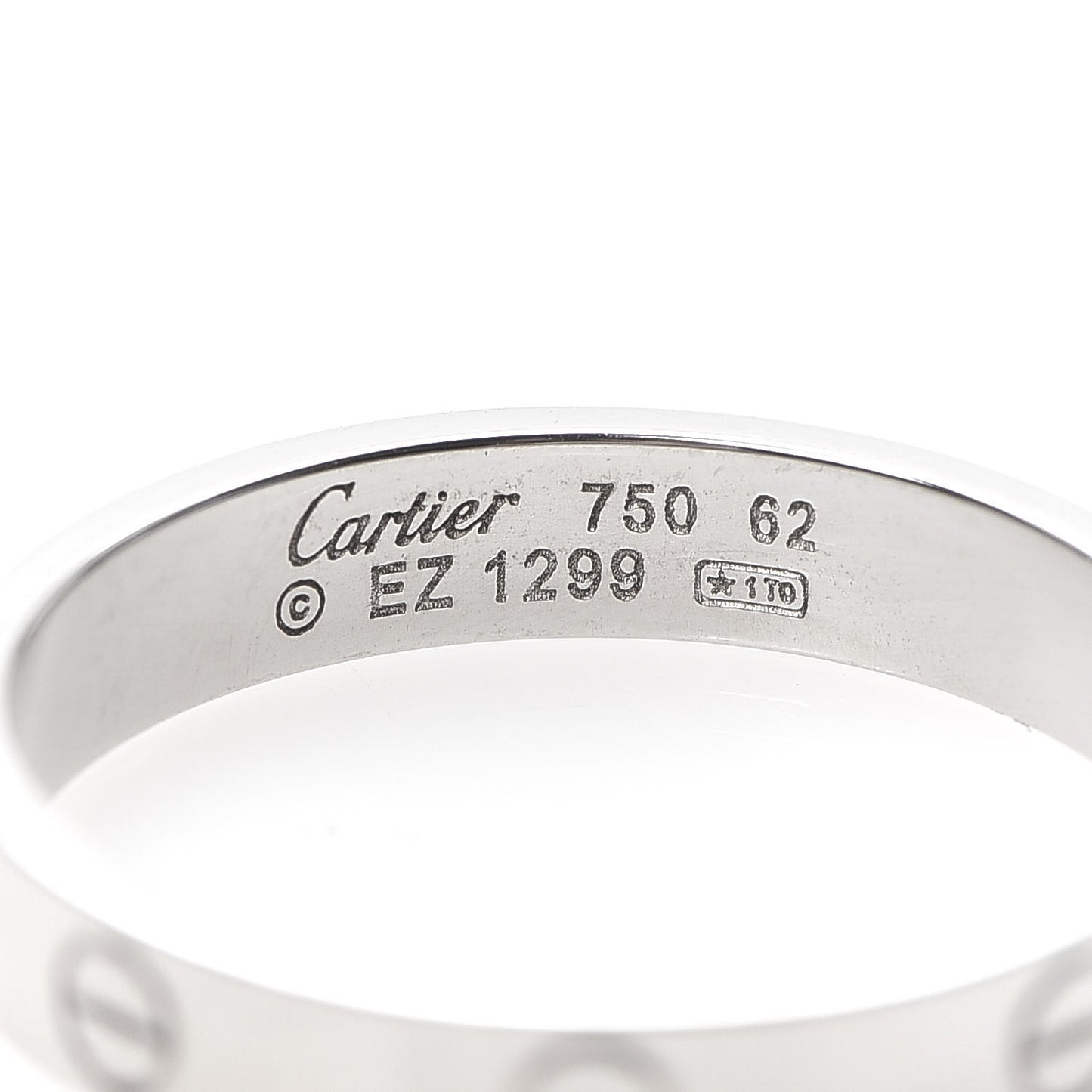 18K White Gold 3.5mm LOVE Wedding Band Ring 62 10