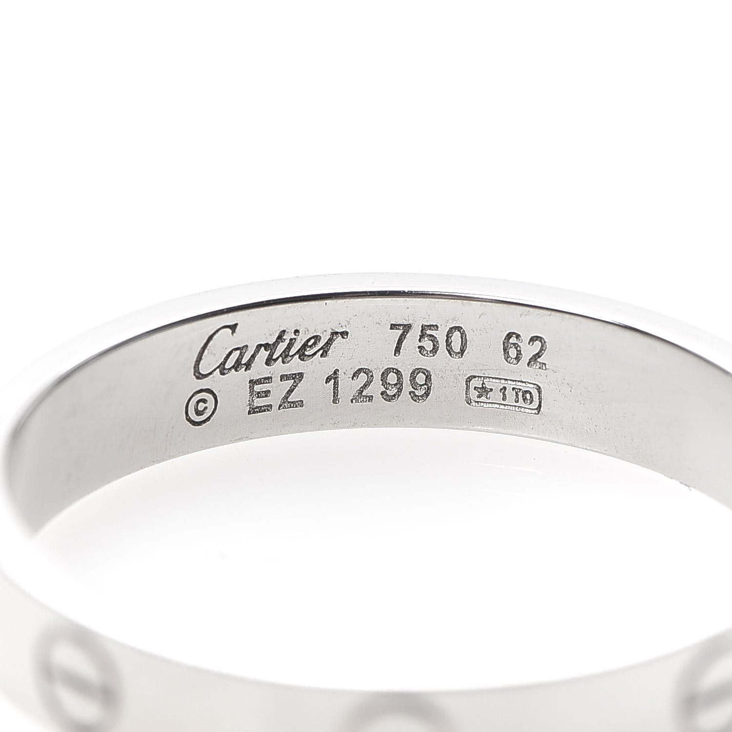 Cartier 18K White Gold 3.5mm LOVE Wedding Band Ring 62 10 4 of 5