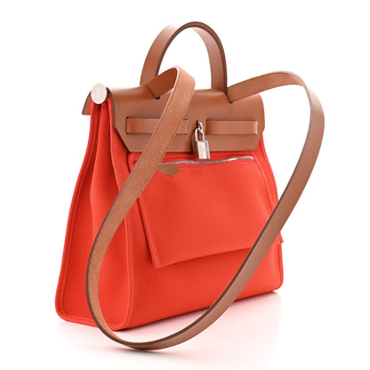 Hermes Vache Hunter Toile Herbag Zip 31 PM Capucine Fauve 4 of 12