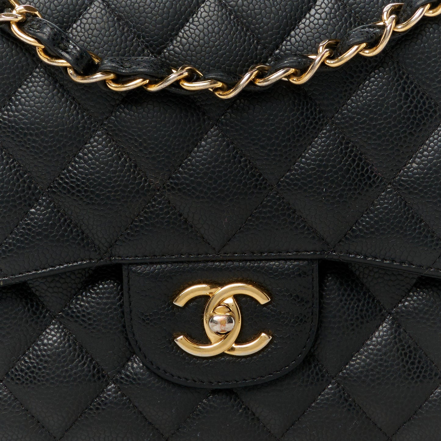 Caviar Quilted Jumbo Double Flap Black