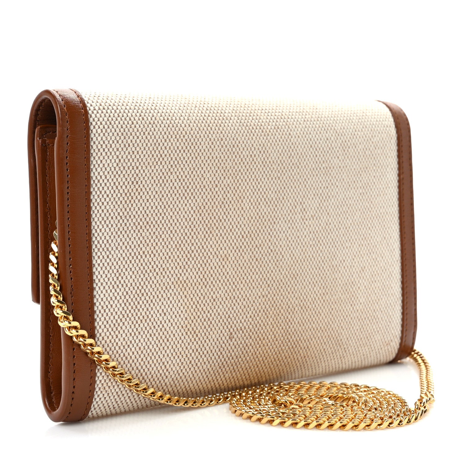 Saint Laurent Micro Raffia Monogram Uptown Chain Wallet Natural Hay Brick 4 of 13