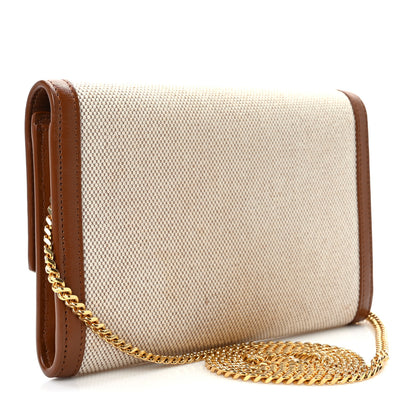 Saint Laurent Micro Raffia Monogram Uptown Chain Wallet Natural Hay Brick 4 of 13