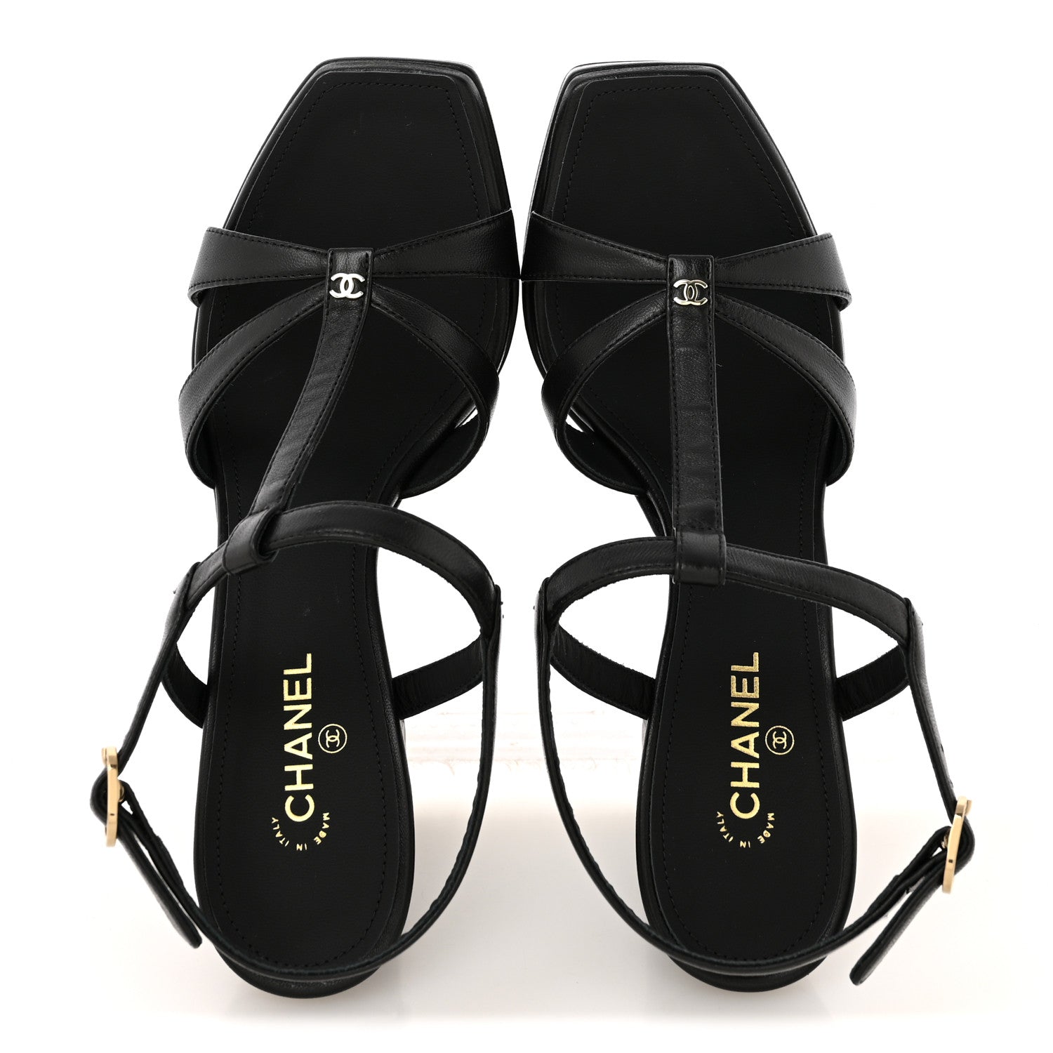 Chanel Lambskin Logo Platform Sandals 36 Black 2 of 10
