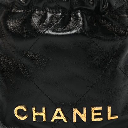 Chanel Shiny Crumpled Calfskin Quilted Pearl Mini Chanel 22 Black 8 of 11