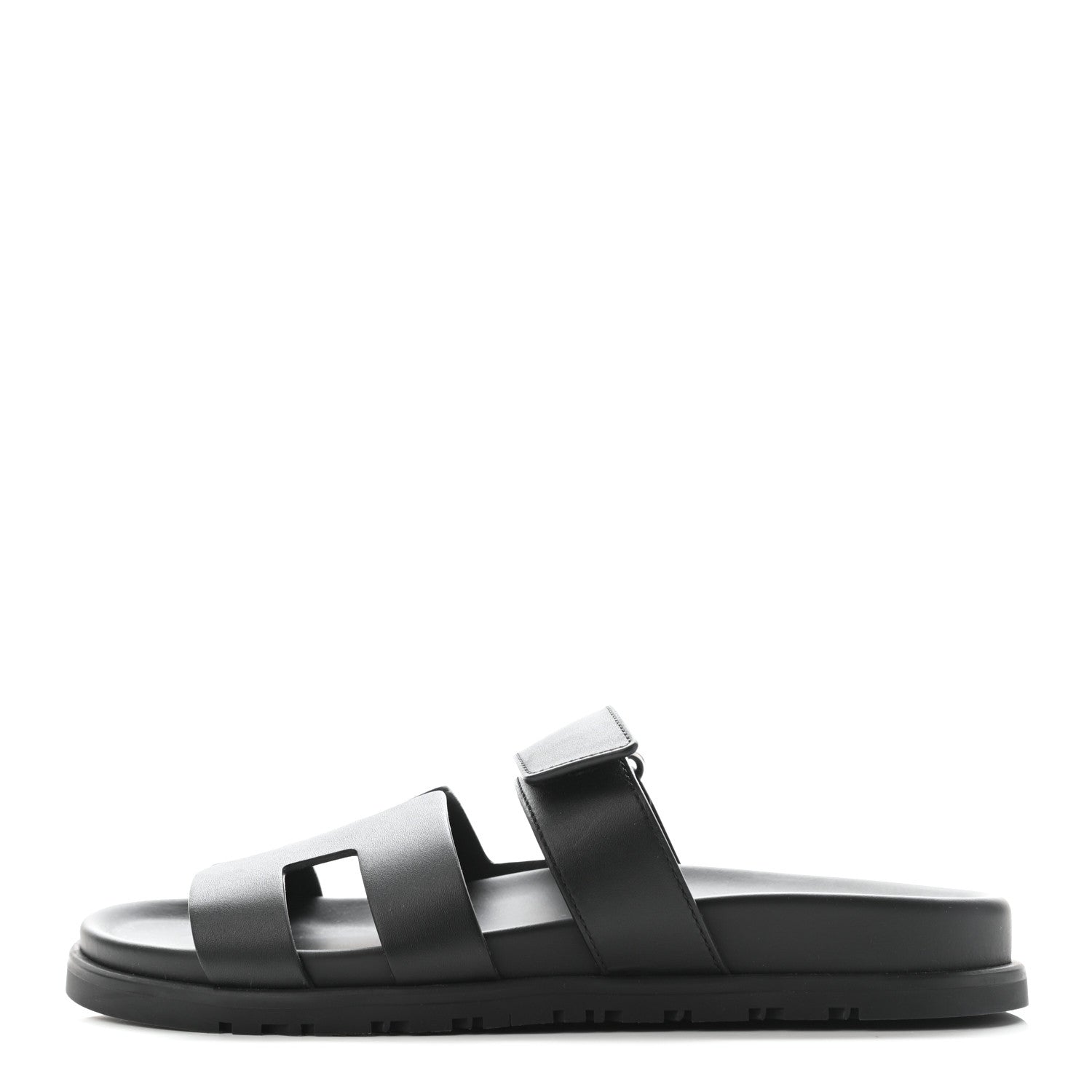 Hermes Calfskin Womens Chypre Sandals 38.5 Black 1 of 9