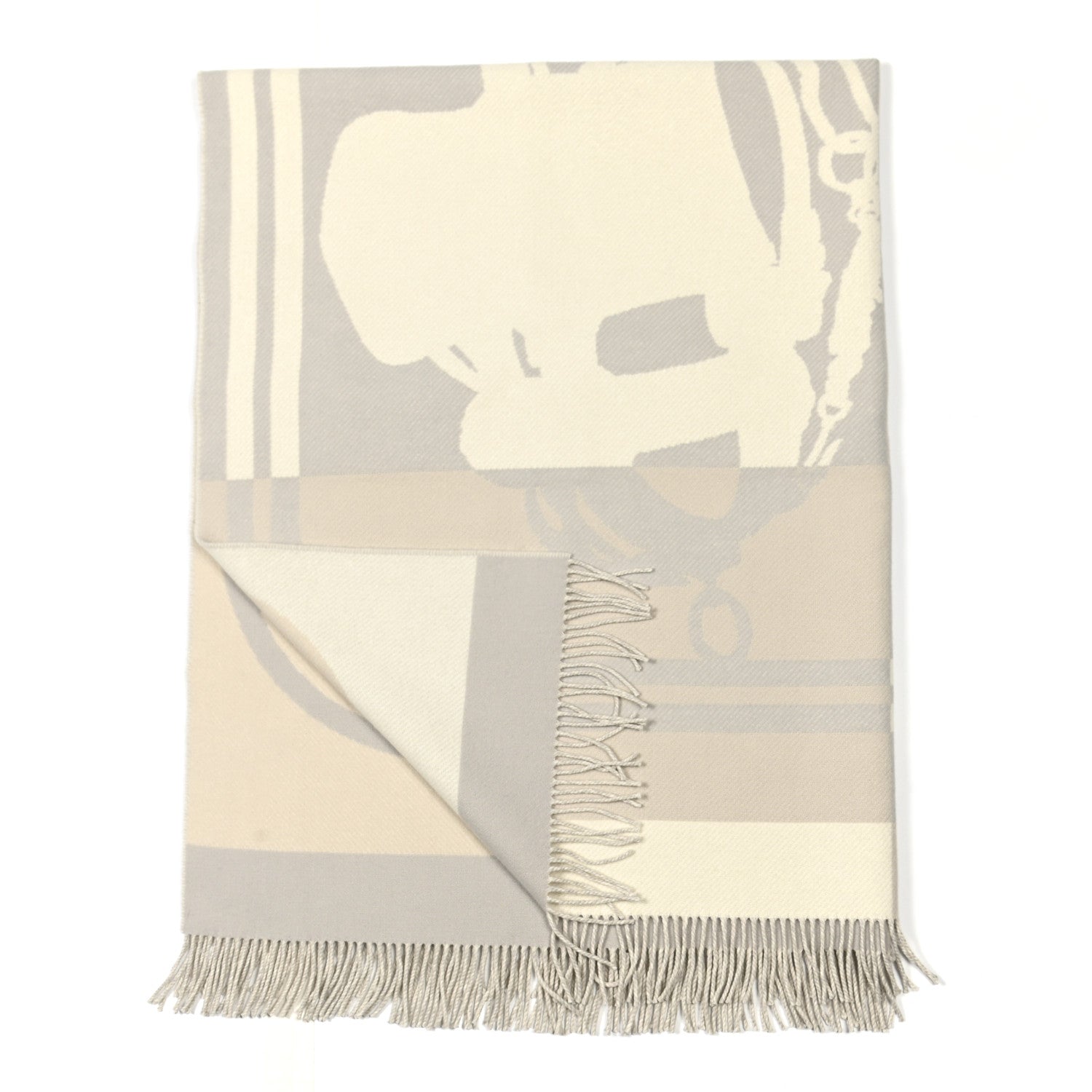 Hermes Cashmere Wool Brides De Gala Plaid Blanket Gris Perle 2 of 3
