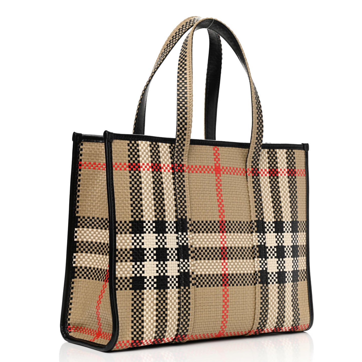 Calfskin Woven Vintage Check East West Book Tote