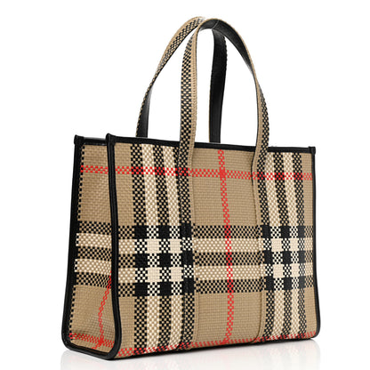 Burberry Calfskin Woven Vintage Check East West Book Tote 3 of 10