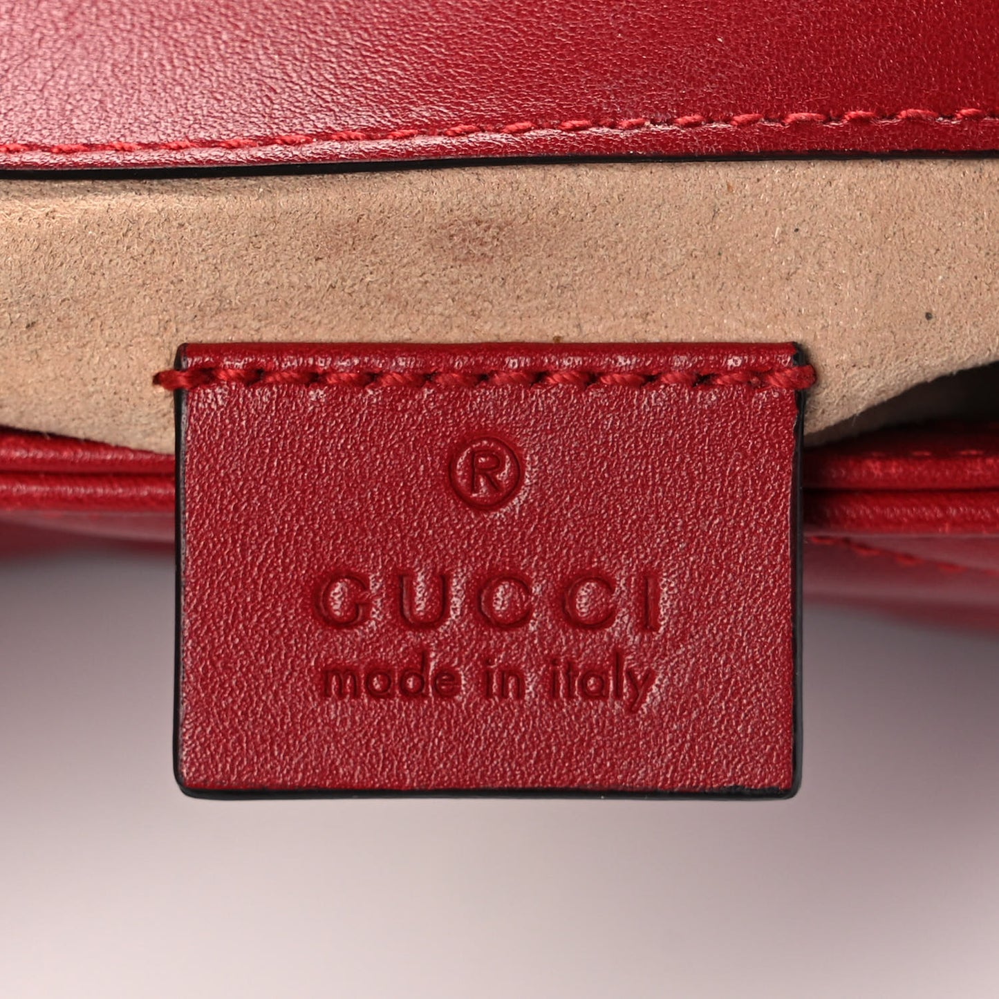 Calfskin Matelasse Super Mini GG Marmont Shoulder Bag Hibiscus Red