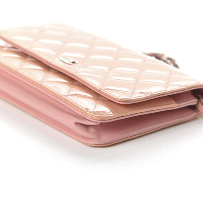 Chanel Patent Quilted Wallet On Chain WOC Light Pink 6 of 11