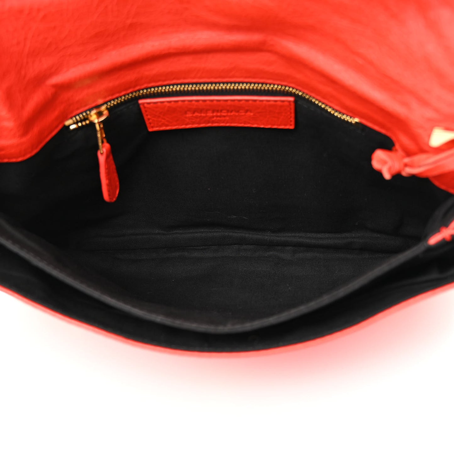 Agneau Giant 12 Gold Hardware Envelope Strap Clutch Rouge Coquelicot