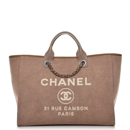 Chanel Canvas Large Deauville Tote Ecru 1 of 10