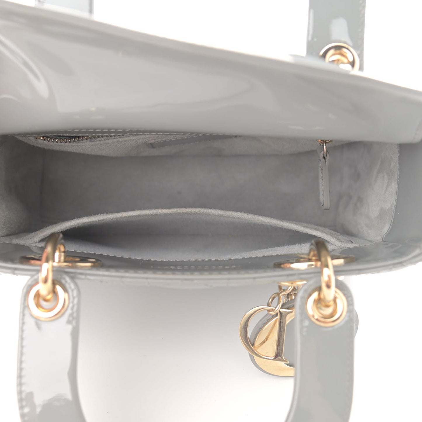 Patent Cannage Small Lady Dior Grey