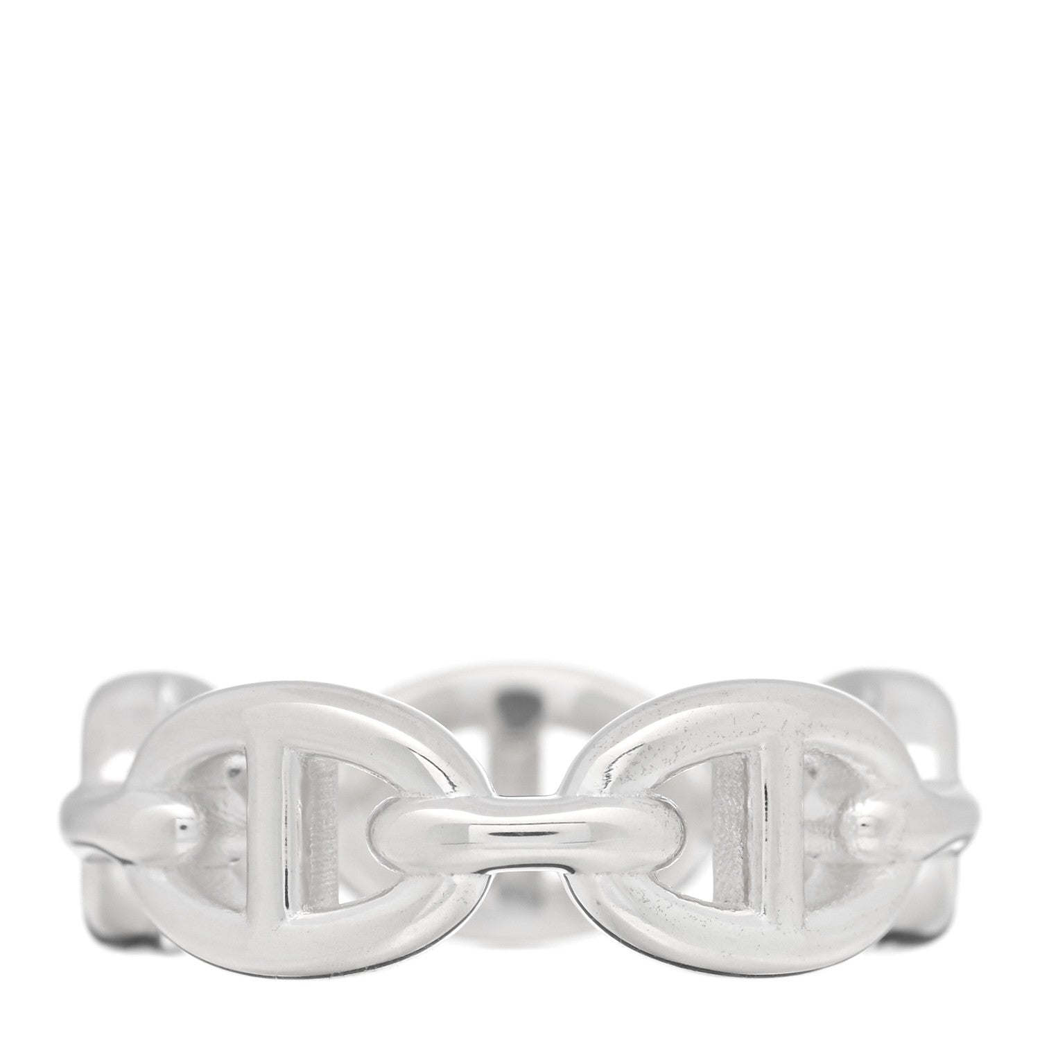 Hermes Sterling Silver PM Chaine d'Ancre Enchainee Band Ring 53 6.5 3 of 5