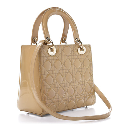 Christian Dior Patent Cannage Medium Lady Dior Beige 3 of 19