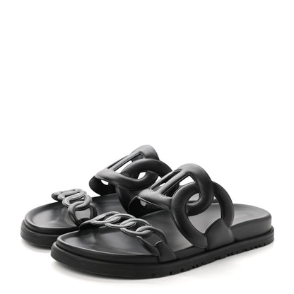 Hermes Nappa Extra Sandals 37 Black 3 of 10
