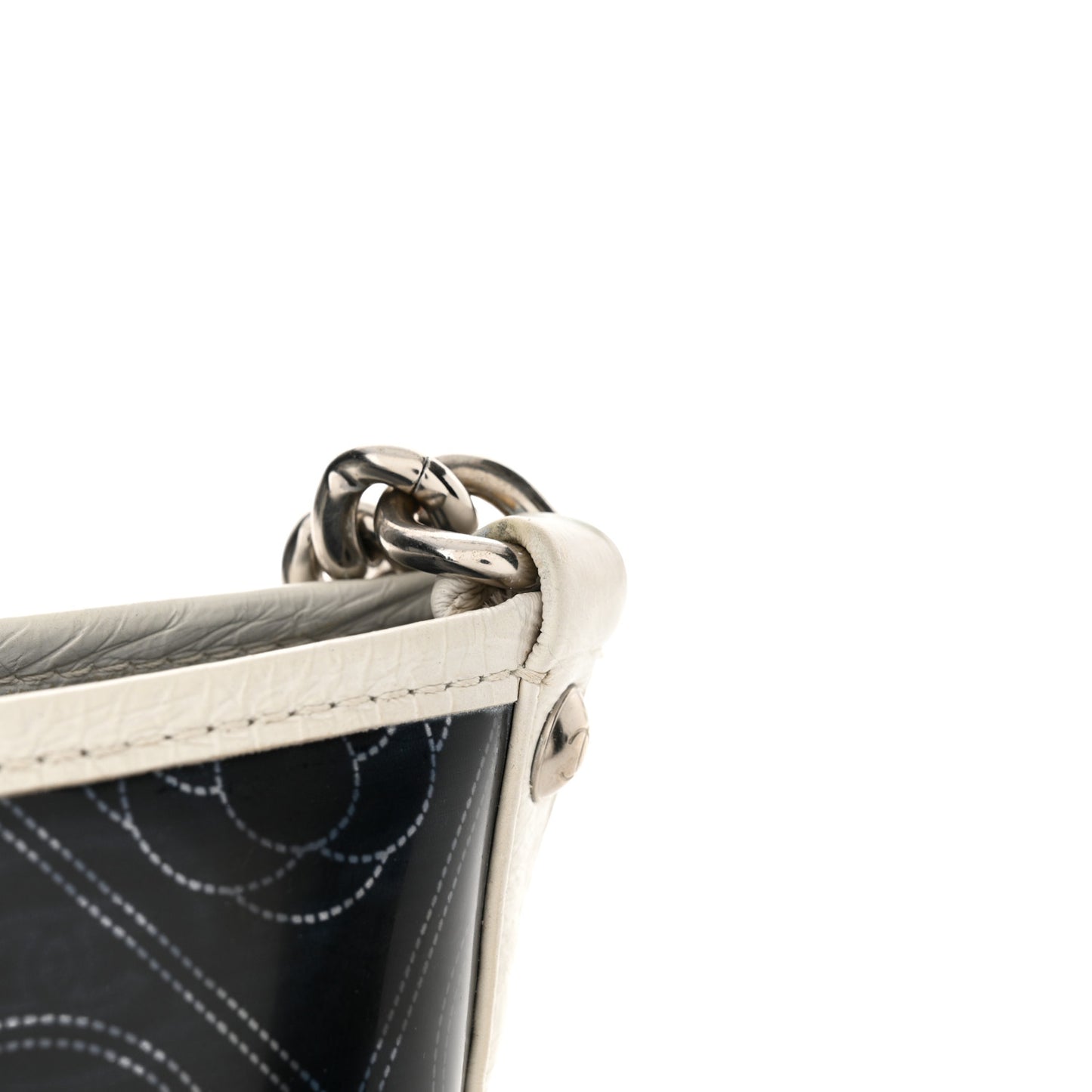 Crumpled Calfskin PVC Camellia Coco Bucket Bag Black White
