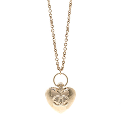 Chanel Metal CC Heart Locket Necklace Gold 1 of 6