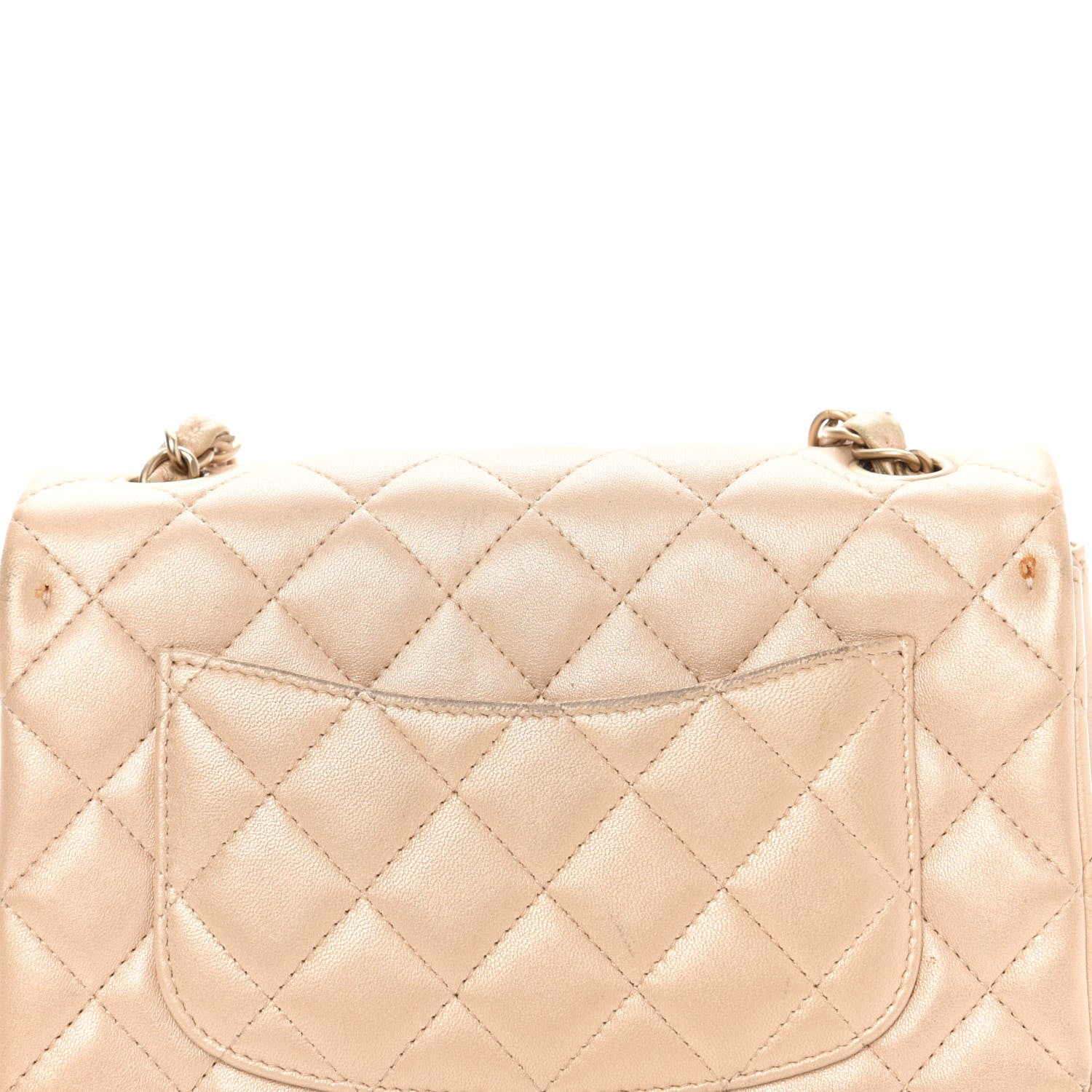 Chanel Metallic Lambskin Quilted Mini Rectangular Flap Beige 11 of 14