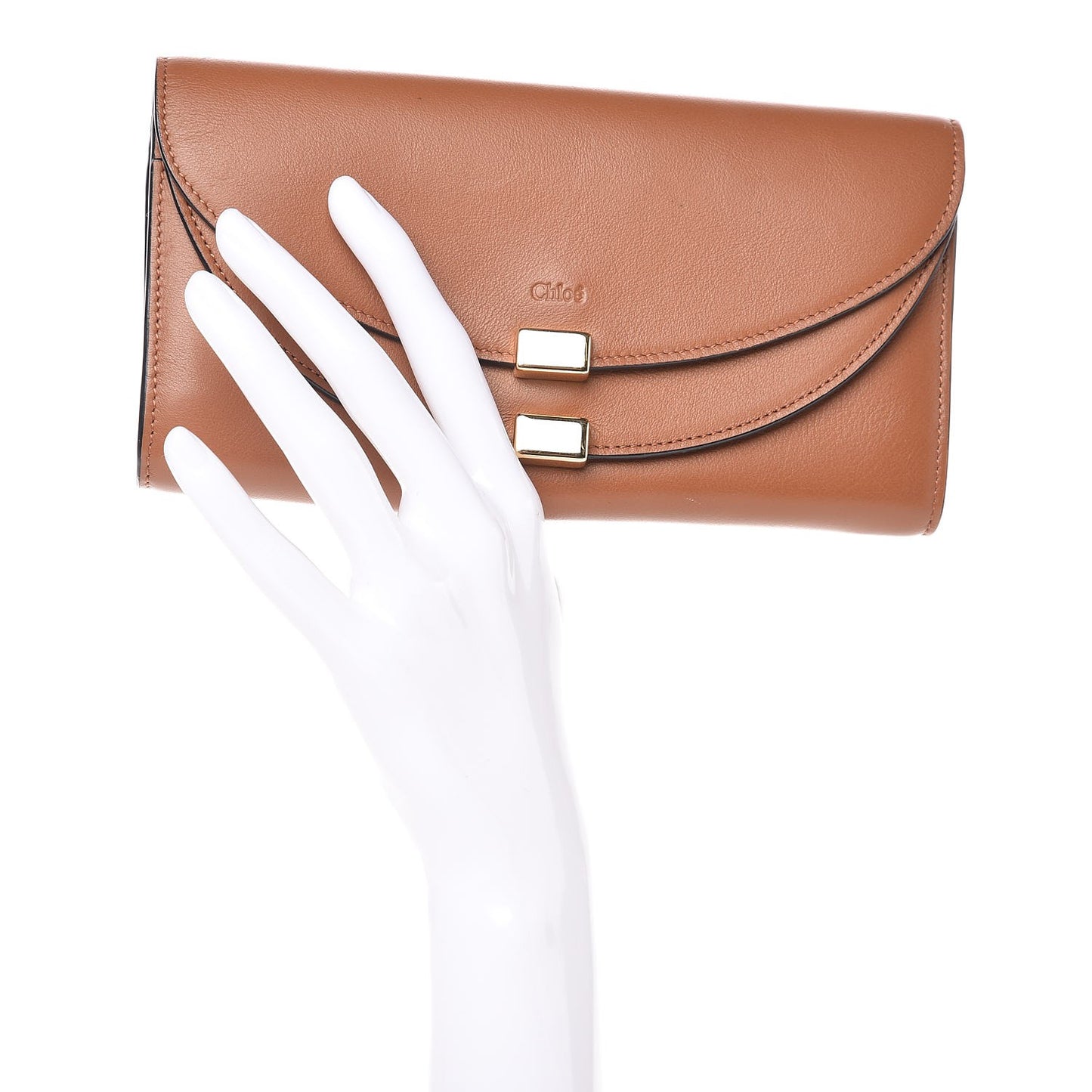 Calfskin Georgia Flap Wallet Caramel