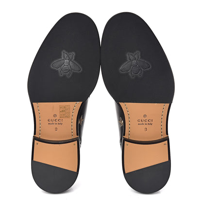 Gucci Calfskin Bee Star Embroidered Mens Captoe Derby Loafers 9 Black 7 of 8