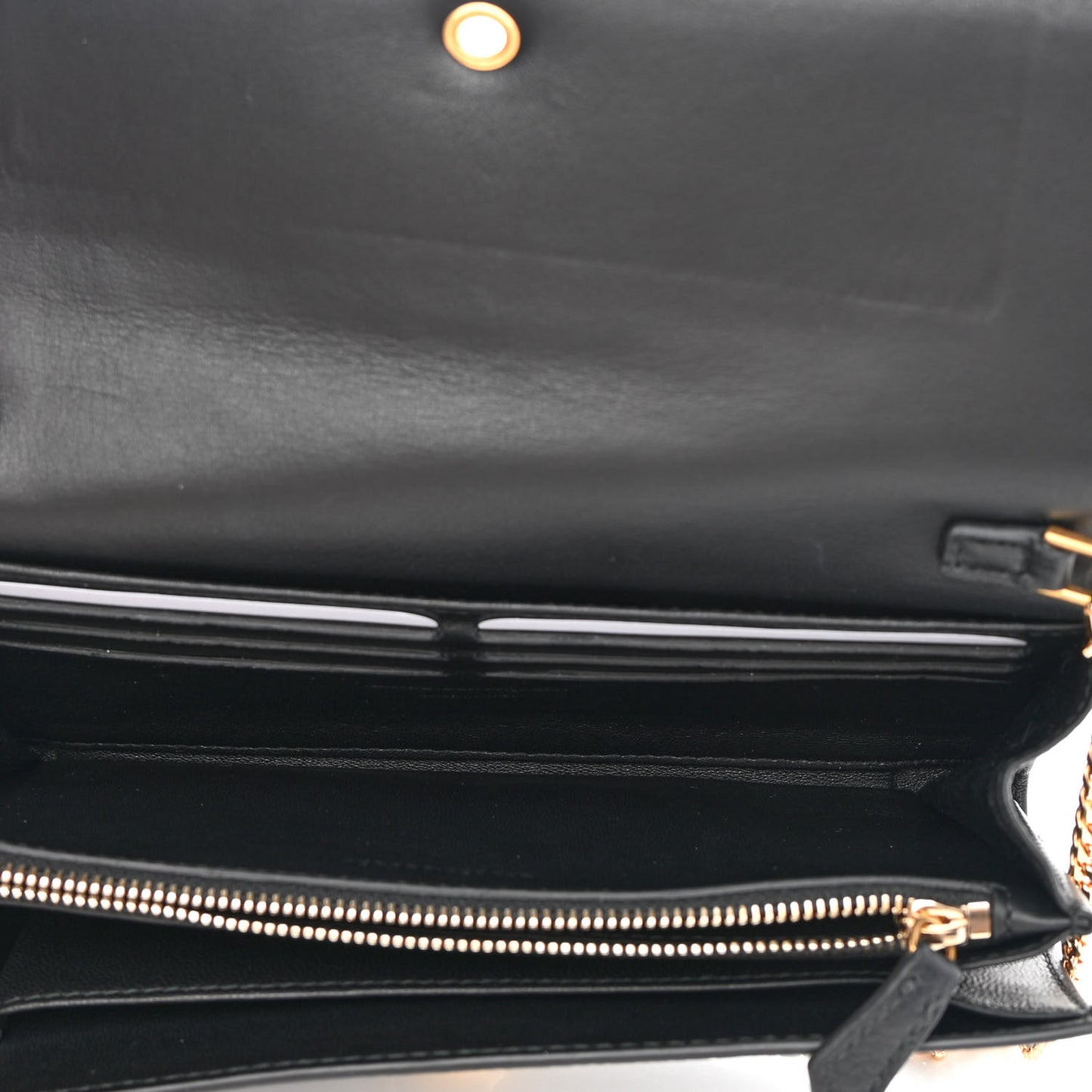 Pebbled Calfskin Skull Wallet on Chain Black