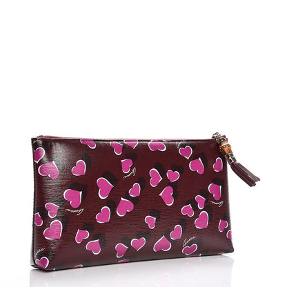 Gucci Calfskin Heartbeat Print Large Pouch New Wine 3 of 8
