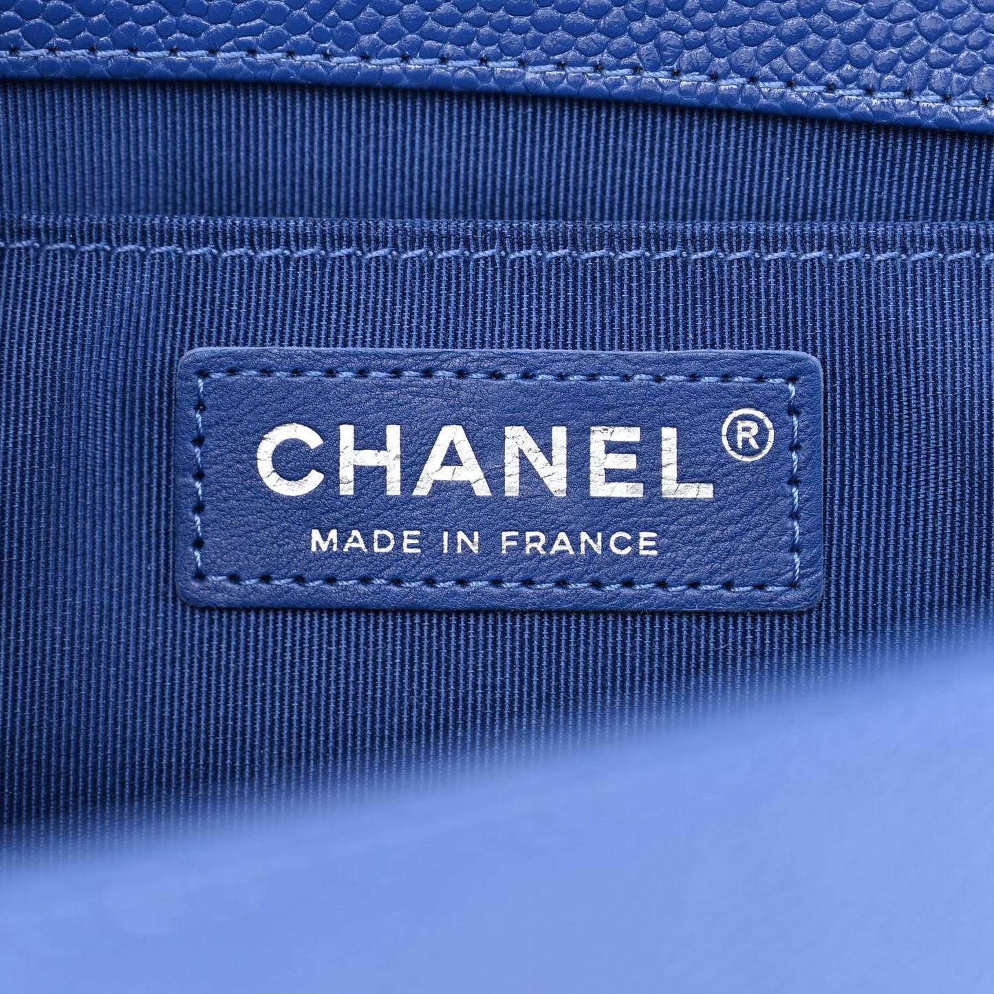 Caviar Chevron Quilted Medium Boy Flap Dark Blue