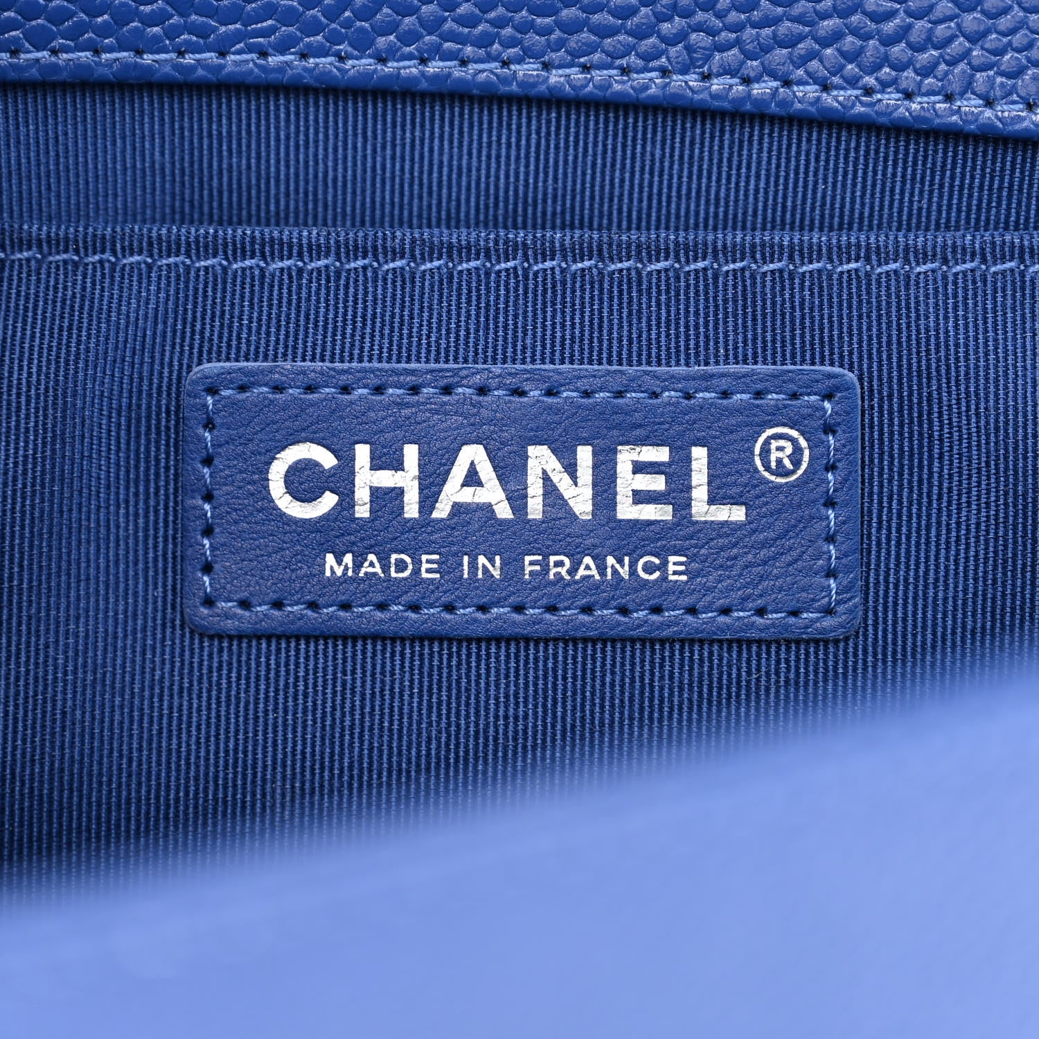 Chanel Caviar Chevron Quilted Medium Boy Flap Dark Blue 6 of 11