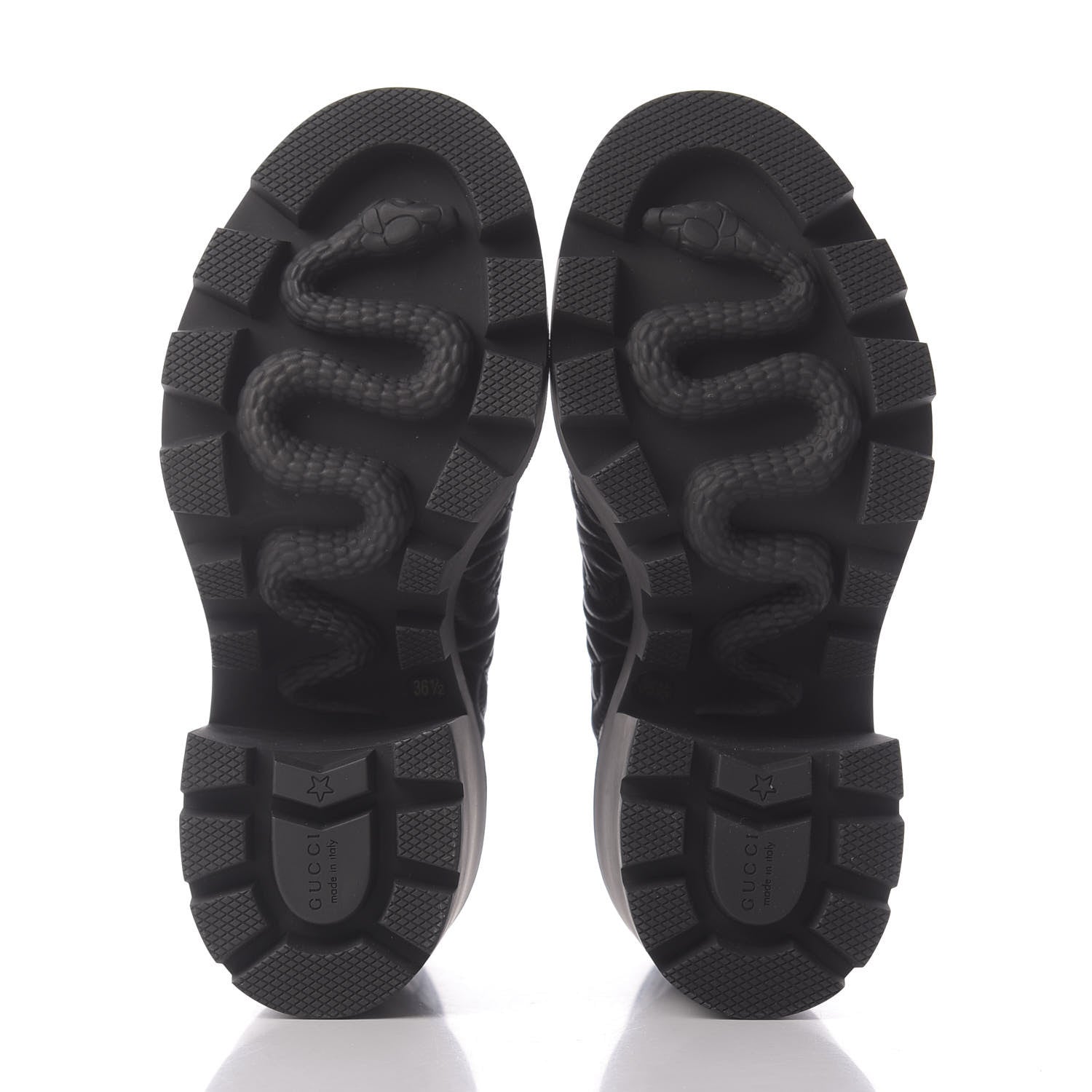 Gucci Calfskin Nappa Rhombus Quilted Trip Ankle Boots 36.5 Black 6 of 12