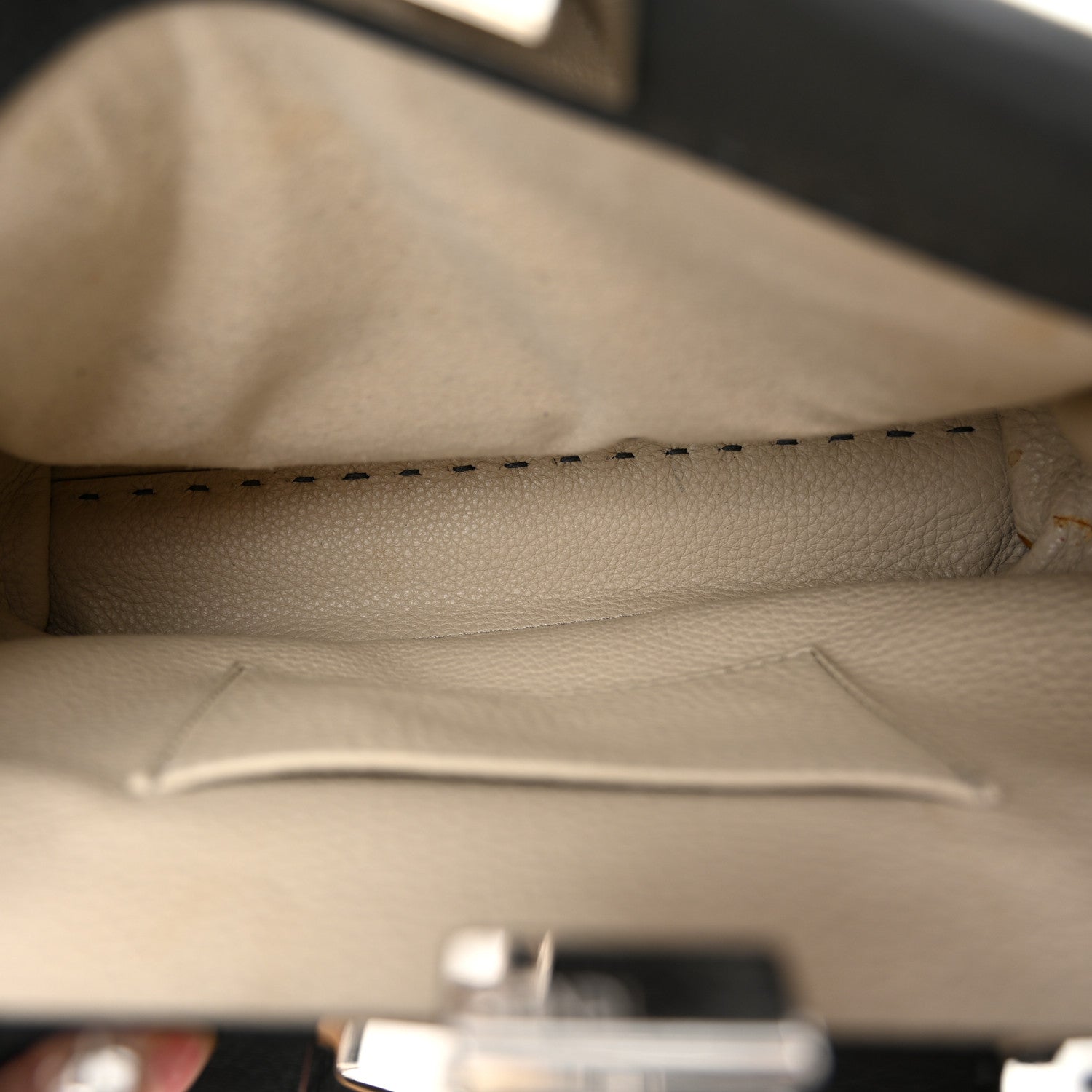 Fendi Cuoio Romano Selleria Bi-Color Mini Peekaboo Iconic Satchel Asfalto Latte 5 of 10