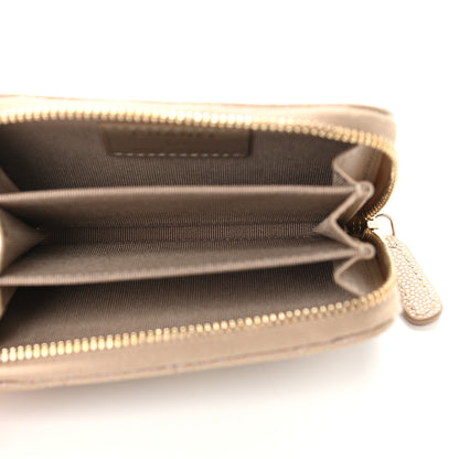 Chanel Iridescent Caviar Quilted Zip Around Coin Purse Beige 5 of 9